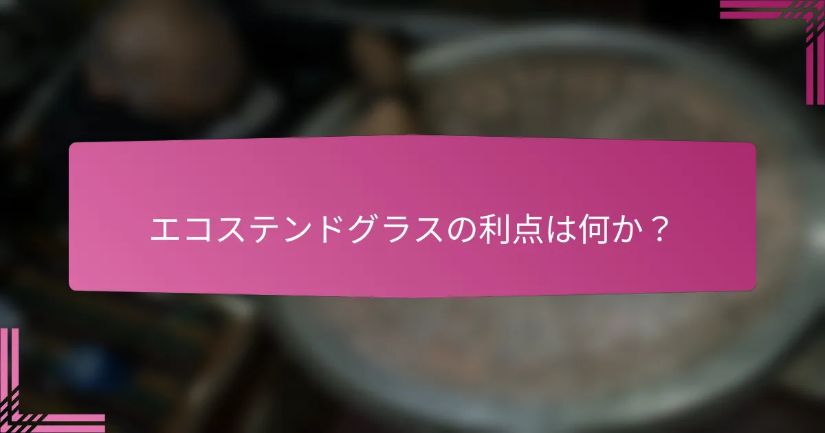 エコステンドグラスの利点は何か？